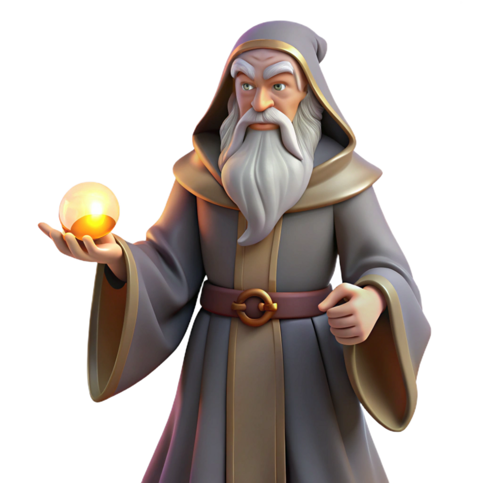 impressive abstract A Wise Old Wizard with a Long White Beard high resolution png