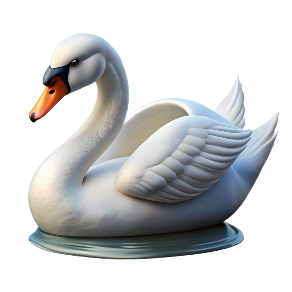 beautiful minimalist A graceful swan gliding across a calm lake, serene lighting, realistic style exclusive png