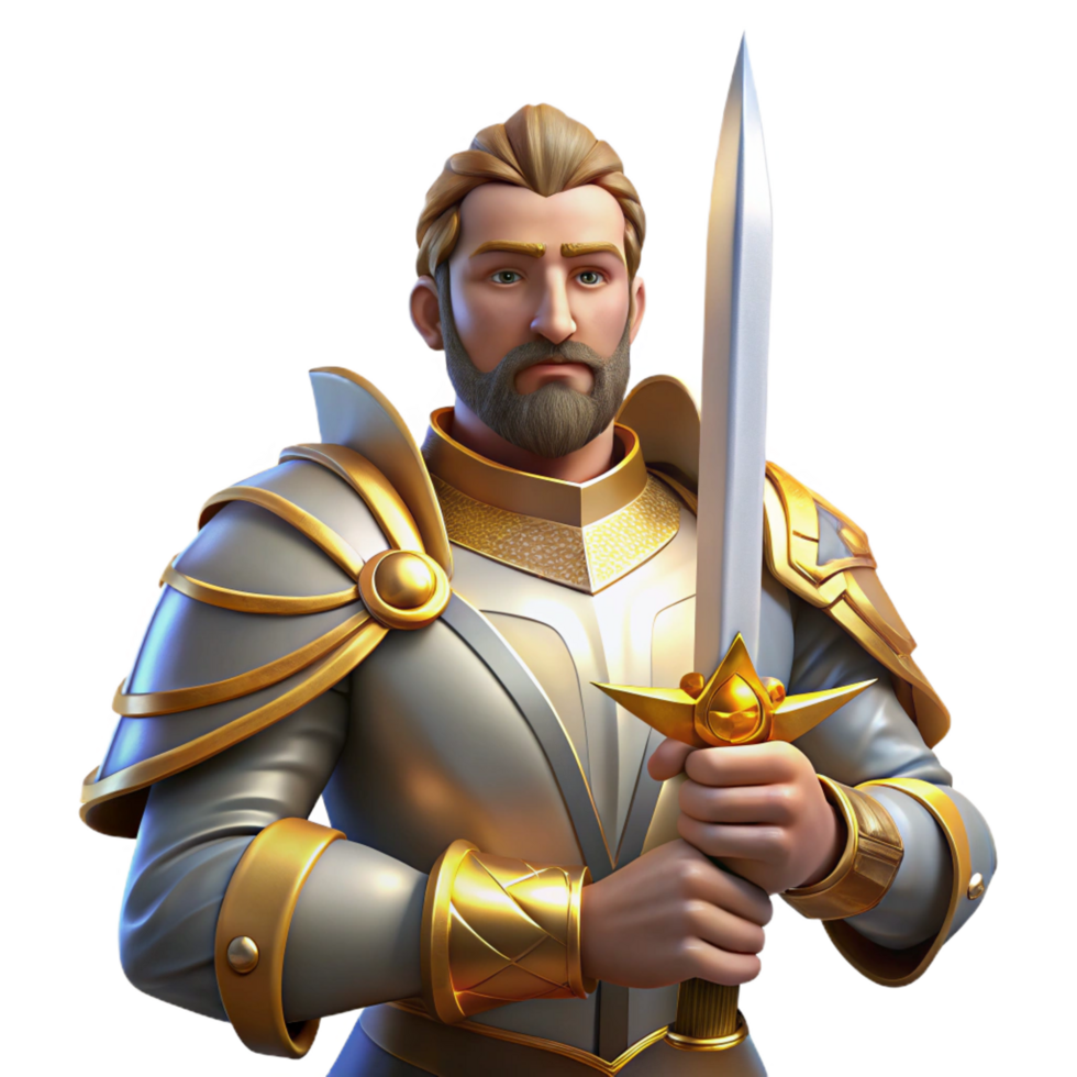 wonderful minimalist A Noble Paladin in Shining Armor Wielding detailed png