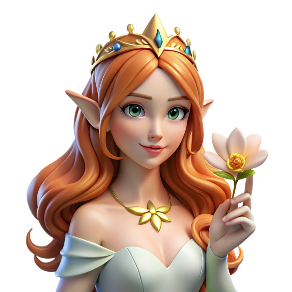elegant rustic A Elf Queen with Flowing Auburn 4K png