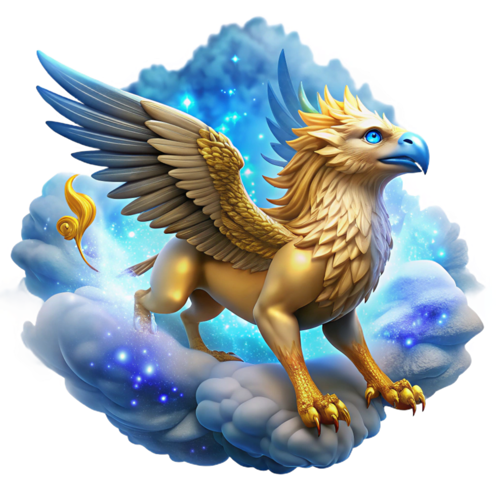 dramatic artistic A Majestic Griffin with Golden Feathers authentic png