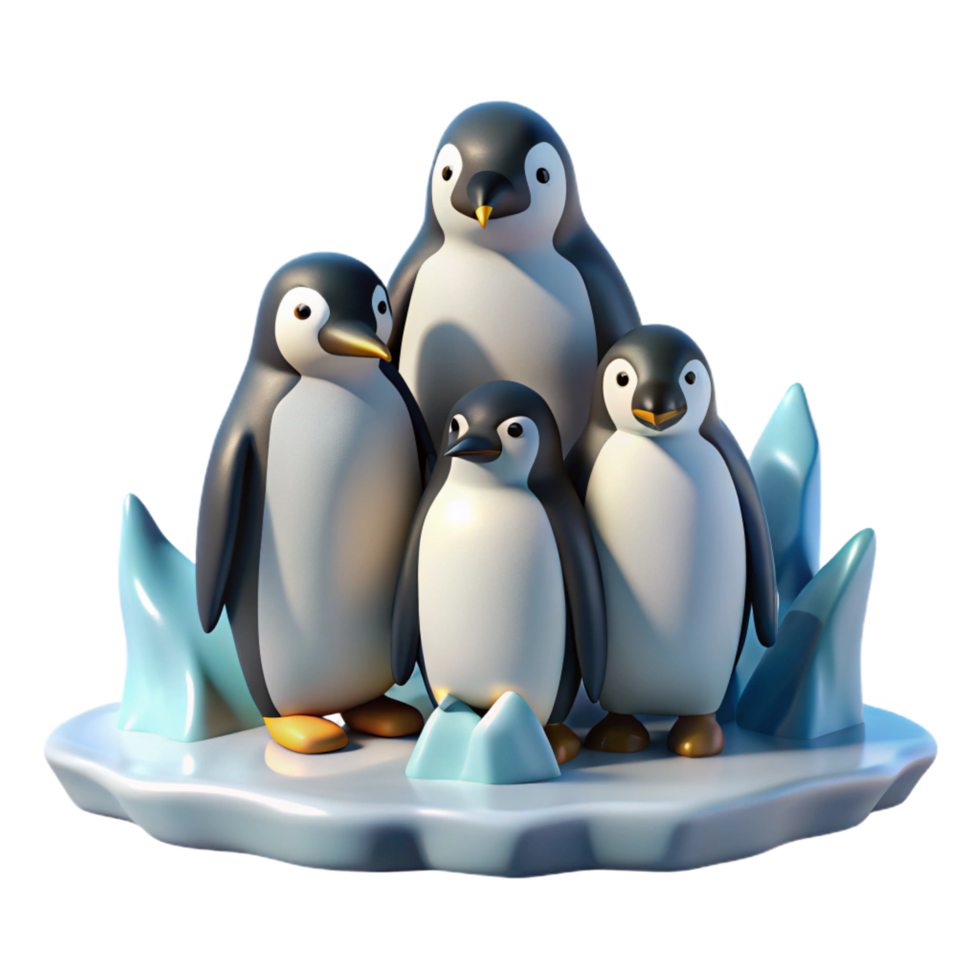 dramatic artistic A Group of Penguins Huddled Together on an high resolution png
