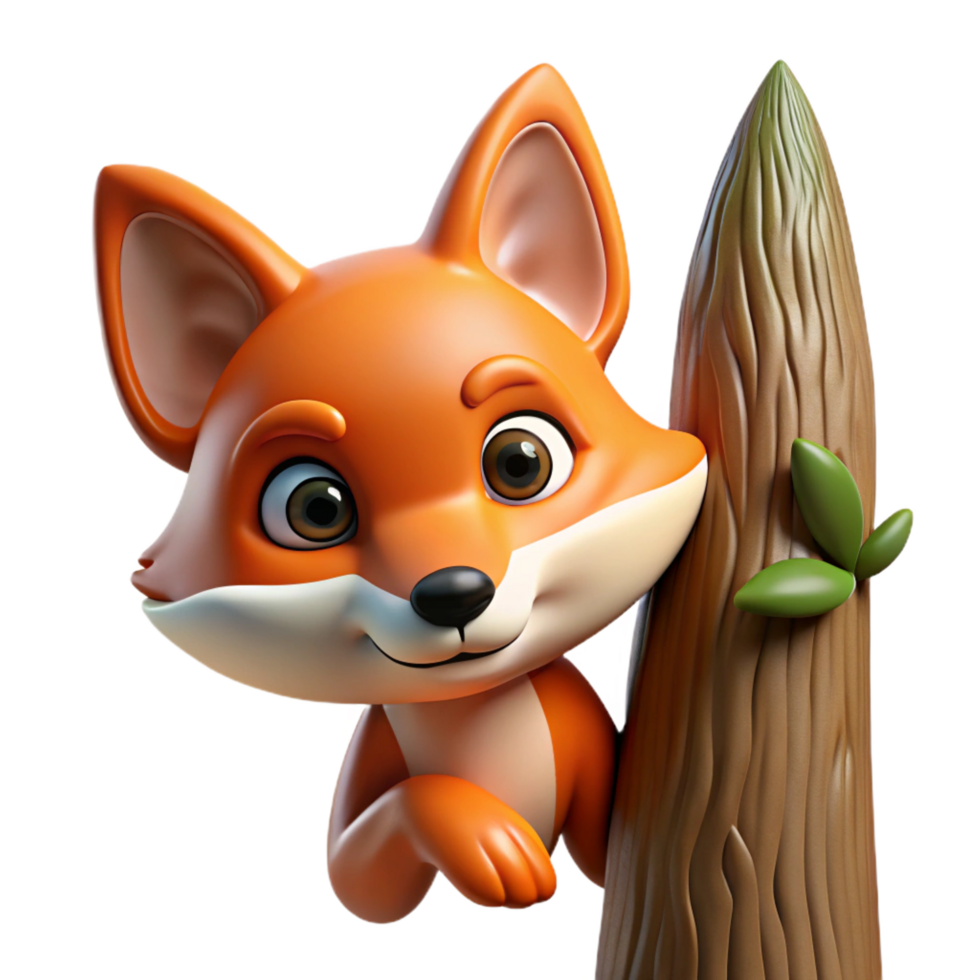 dramatic abstract A Sly Fox Peering out from Behind a Tree high resolution png