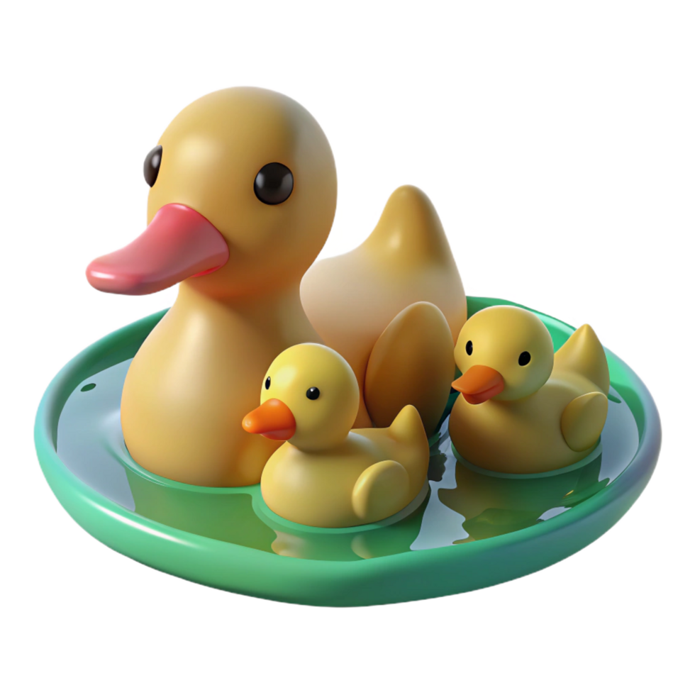 serene artistic A Family of Ducks Swimming in a Pond Soft professional png