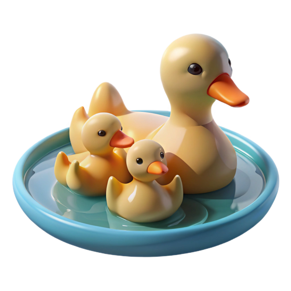 beautiful creative A Family of Ducks Swimming in a Pond Soft professional png