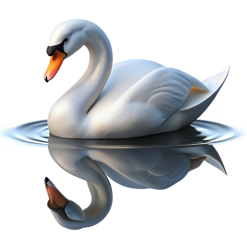 vibrant contemporary A Graceful Swan Gliding Across a Still authentic png