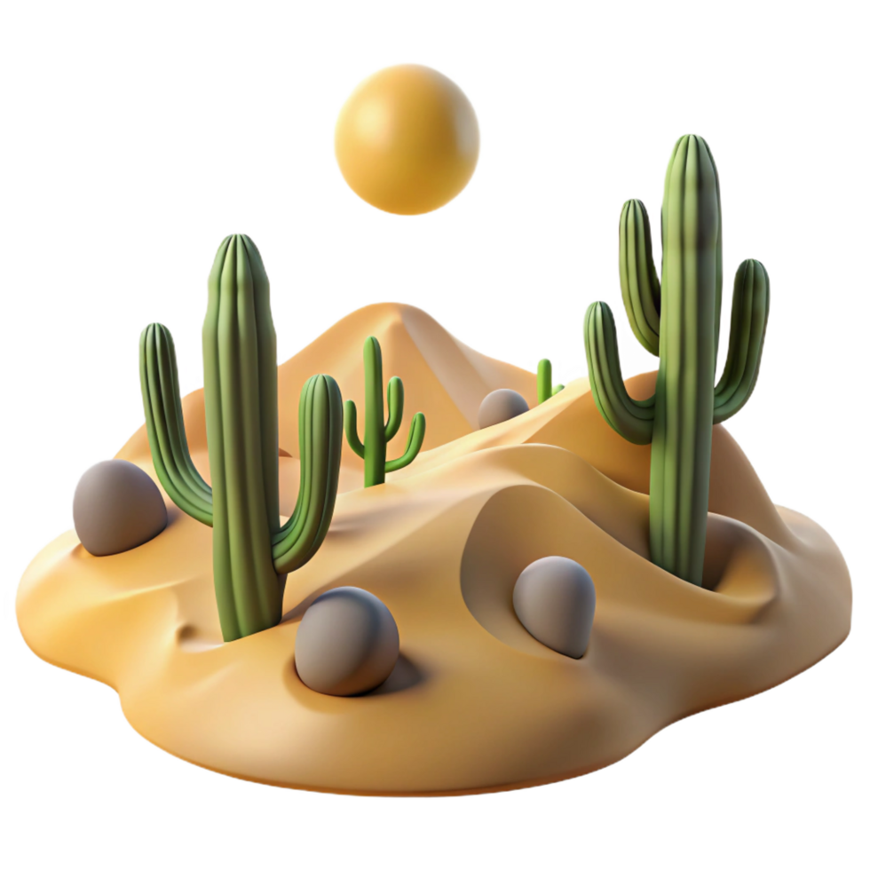 beautiful modern A Desert Landscape with Cacti and Sand high resolution png
