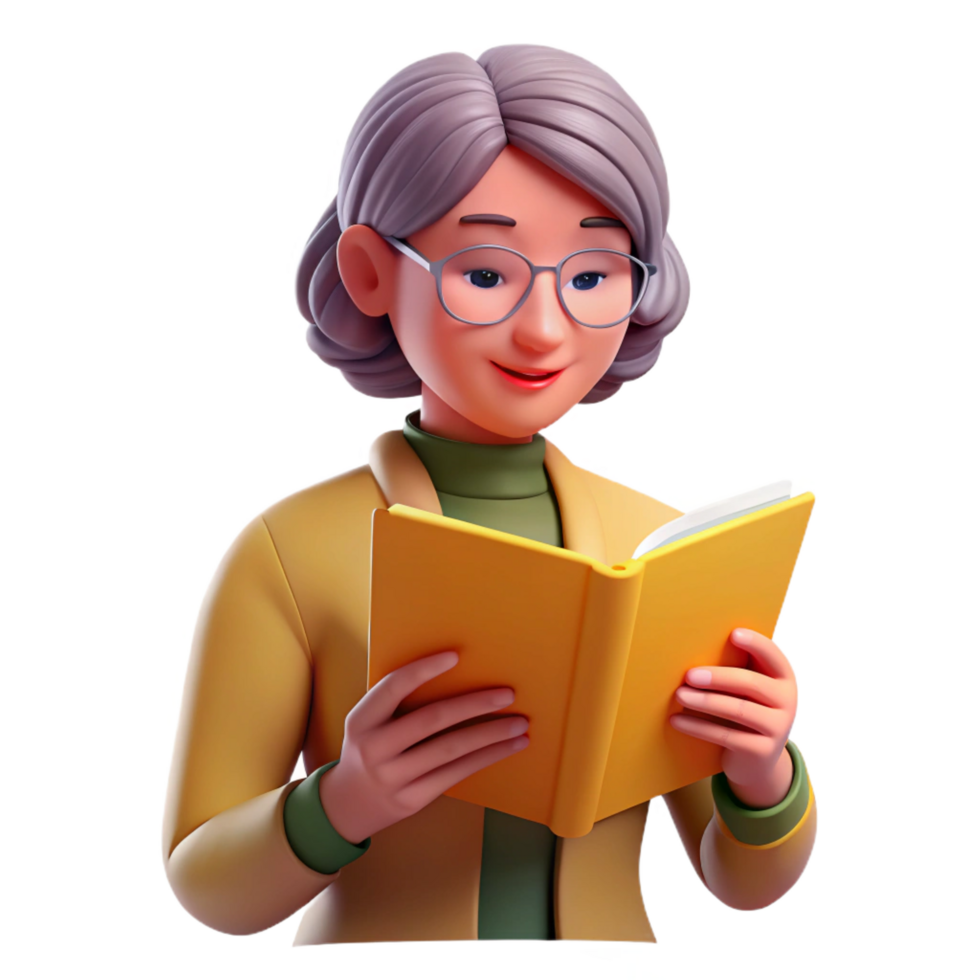 elegant modern Portrait of a Woman with a Book Reading genuine png