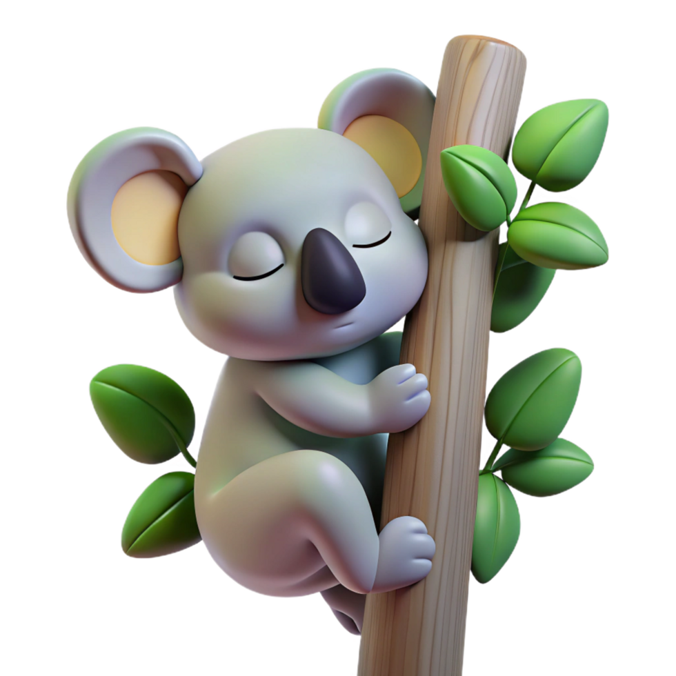 wonderful classic A Sleepy Koala Clinging to a Eucalyptus premium png