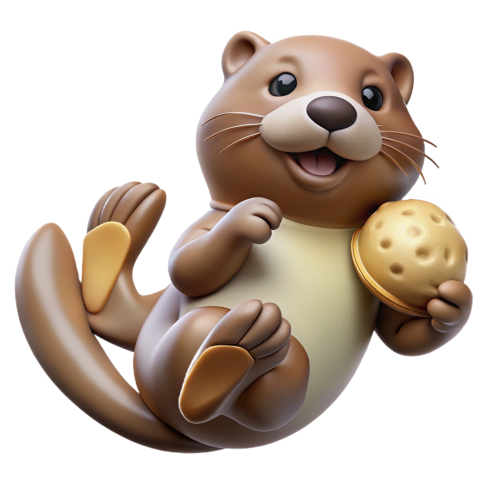 wonderful creative A Playful Sea Otter Floating on Its Back 4K png