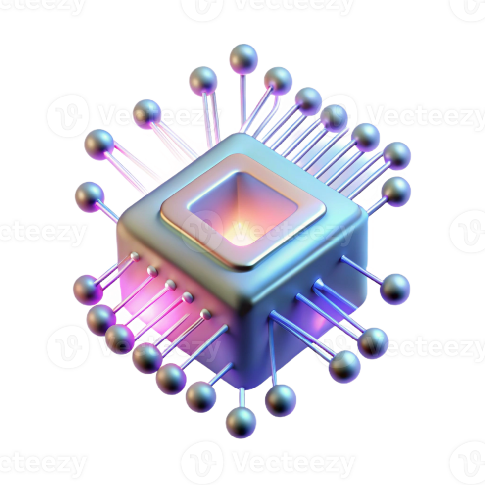 wonderful minimalist A Single Microchip Emitting Beams of Data professional png