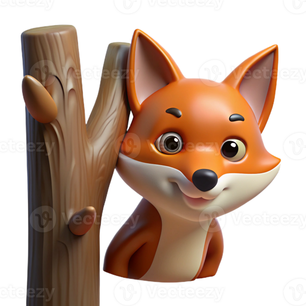 magnificent modern A Curious Fox Peering out from Behind a original png