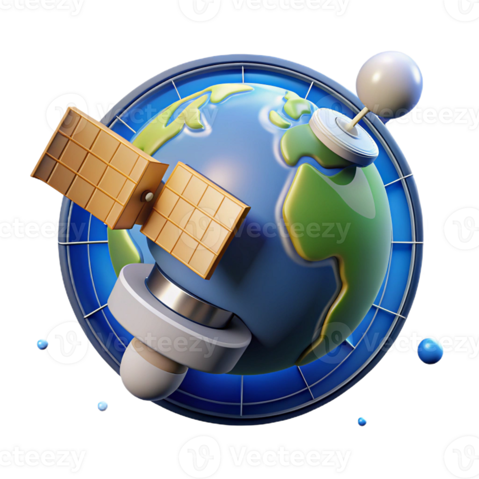 elegant traditional A Satellite Orbiting Earth Transmitting original png