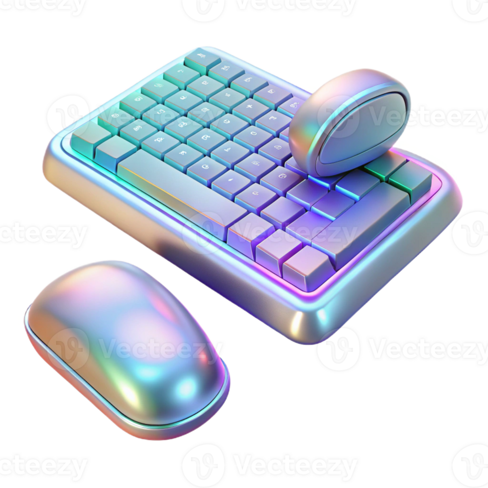 magnificent abstract A Floating Holographic Keyboard and Mouse professional png