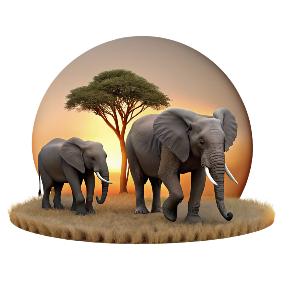 elegant abstract A Herd of Elephants Walking Across the high quality png