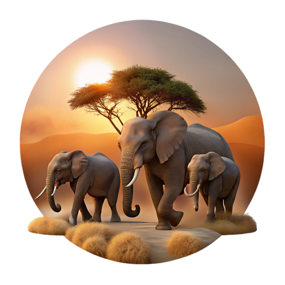 magnificent abstract A Herd of Elephants Walking Across the professional png