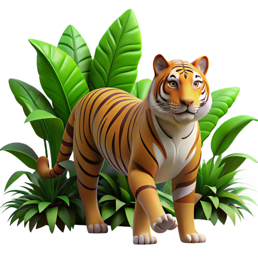 stunning minimalist A Majestic Tiger Stalking Through a Dense high quality png