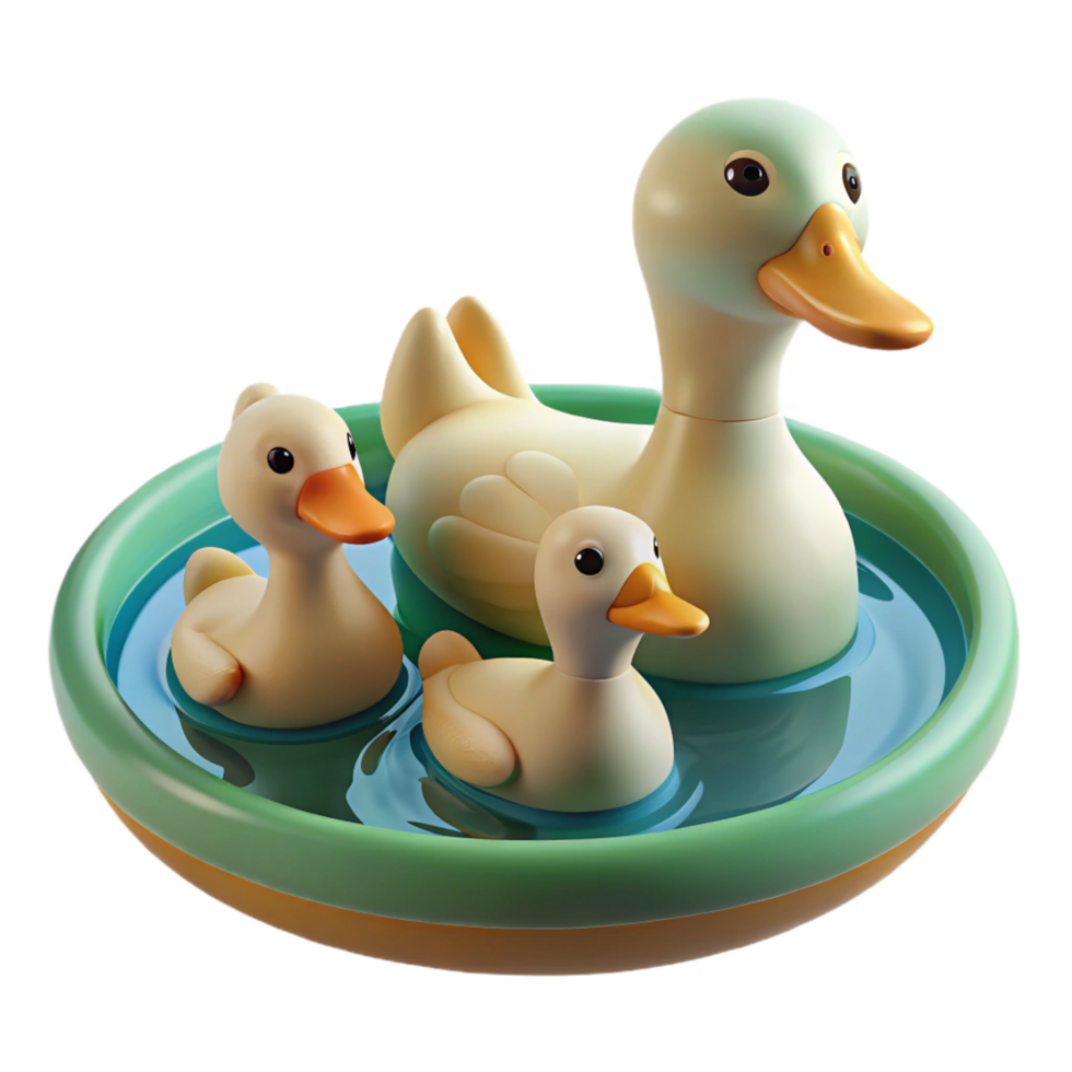 wonderful vintage A Family of Ducks Swimming in a Pond original png