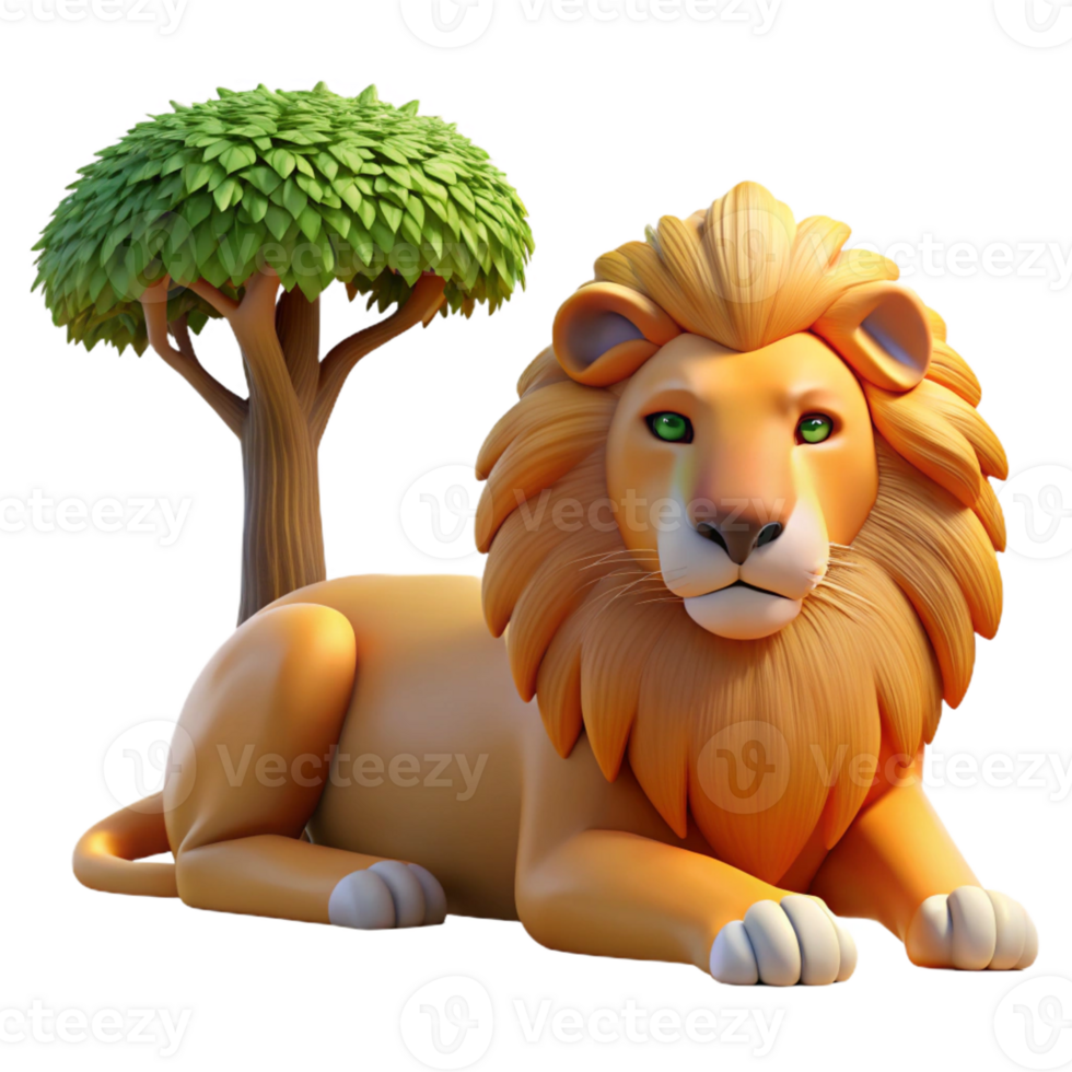 dramatic creative A Majestic Lion Resting in the Shade of a professional png
