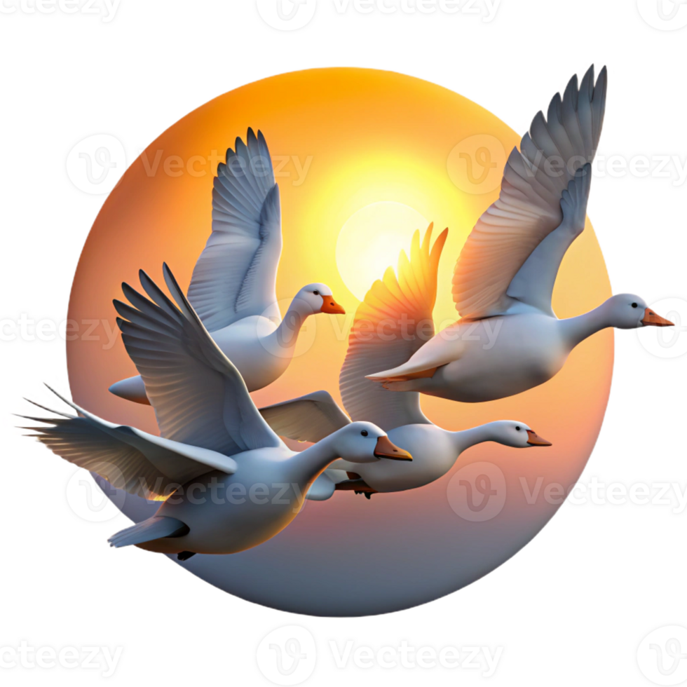 magnificent creative A Flock of Geese Flying in a V Formation high resolution png