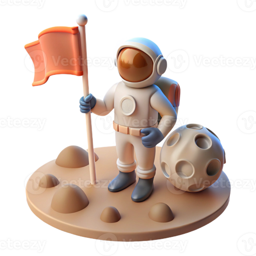 vibrant classic Astronaut Planting Flag on a Barren high resolution png