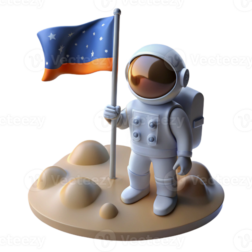 serene creative Astronaut Planting Flag on Barren high resolution png