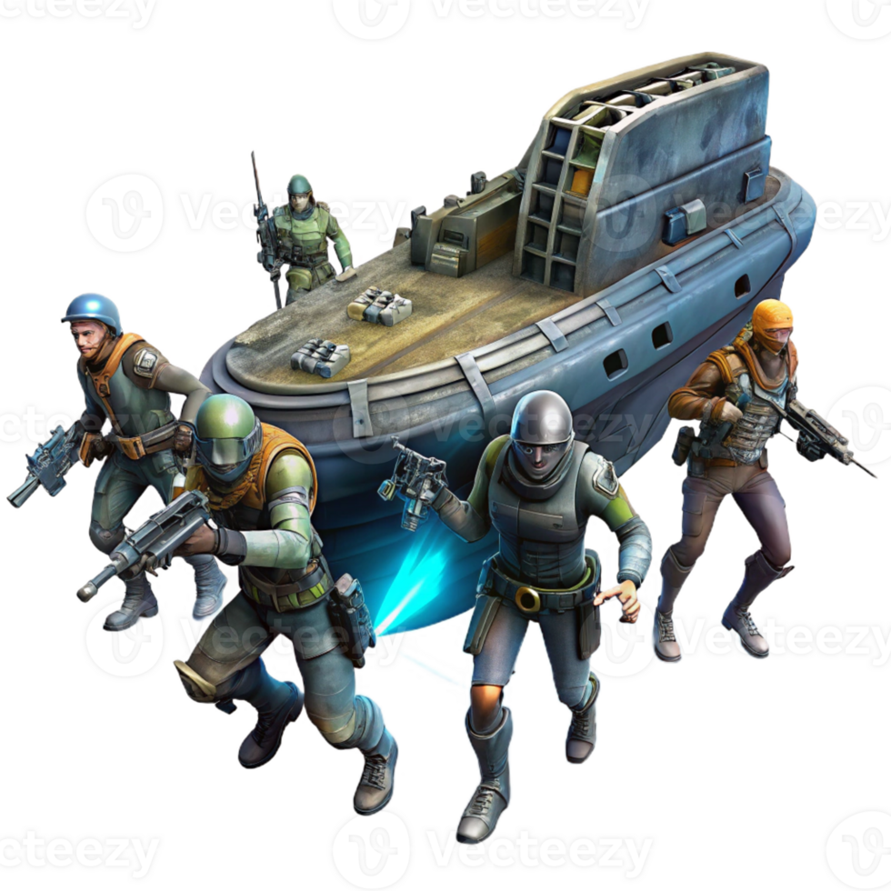 extraordinary contemporary A Group of Space Pirates Raiding a 4K png