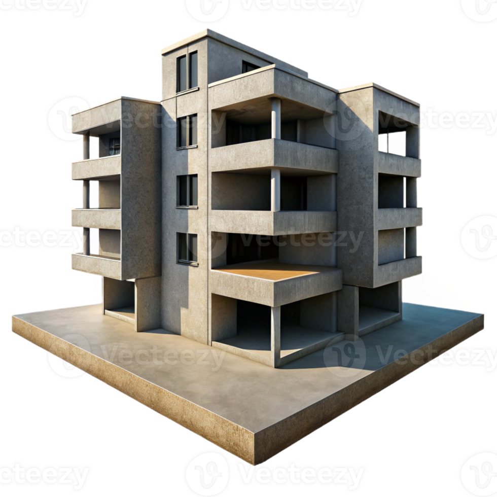 magnificent classic A Brutalist Concrete Apartment Complex detailed png