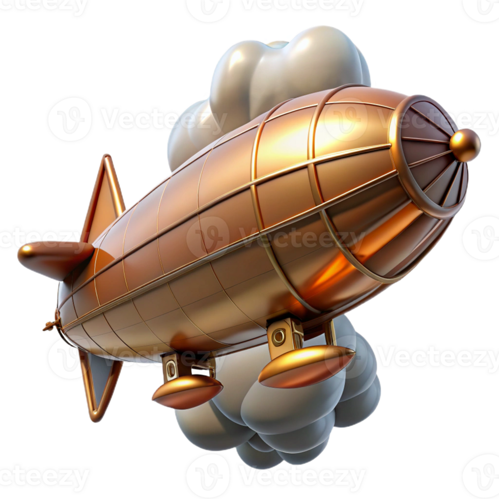 stunning artistic A Sleek Copper and Brass Airship Soaring high resolution png