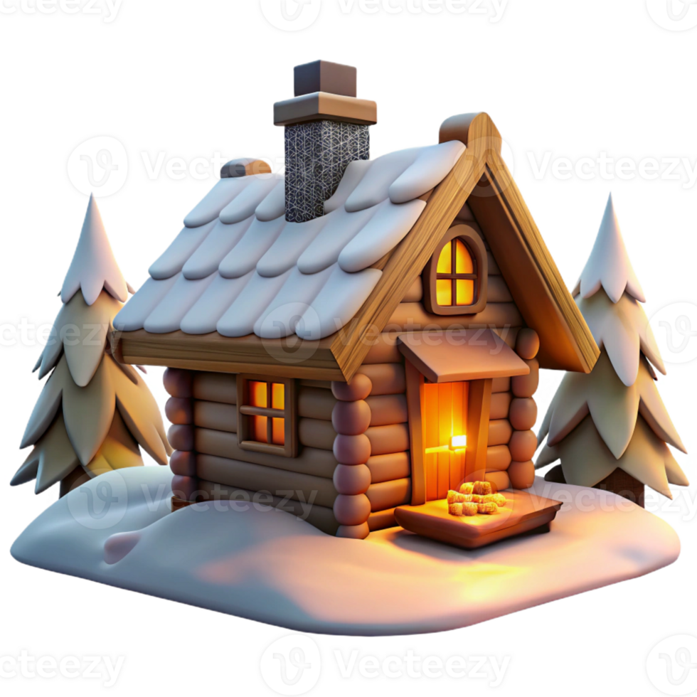 impressive rustic A Rustic Log Cabin Nestled in Snowy authentic png