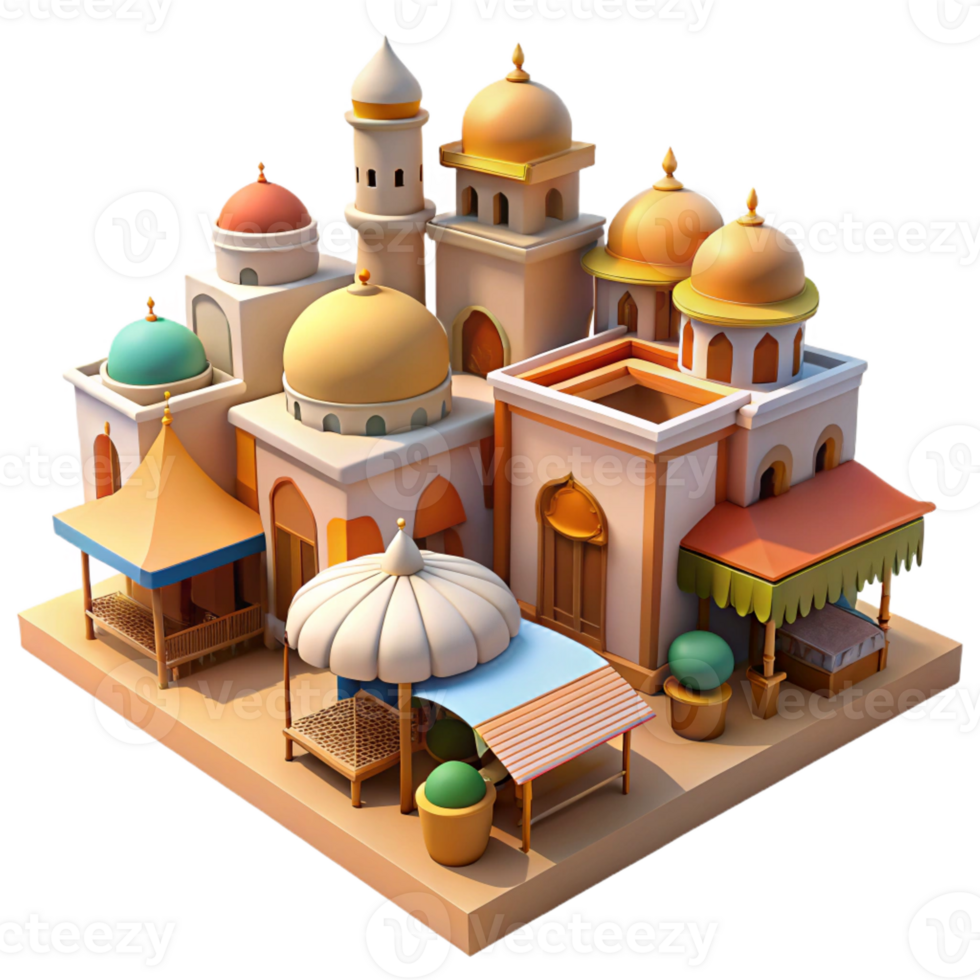 beautiful vintage A Bustling Marketplace in a Middle professional png