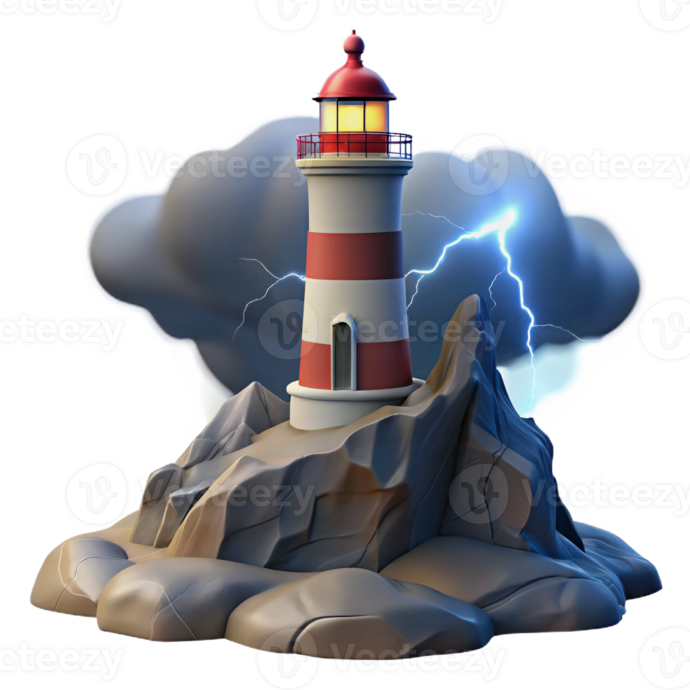 magnificent classic A Solitary Lighthouse on a Rocky Cliff genuine png