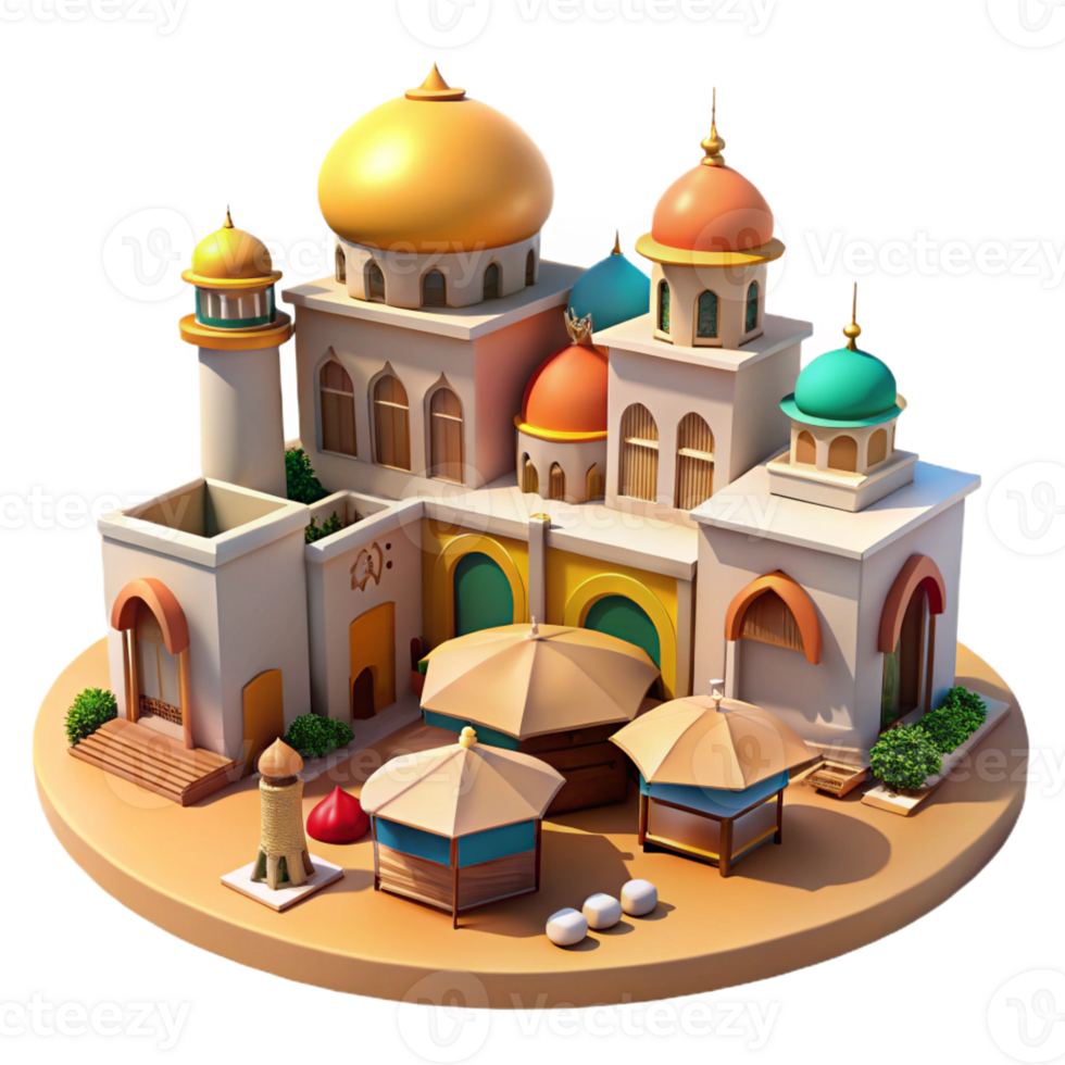 dramatic modern A Bustling Marketplace in a Middle high resolution png