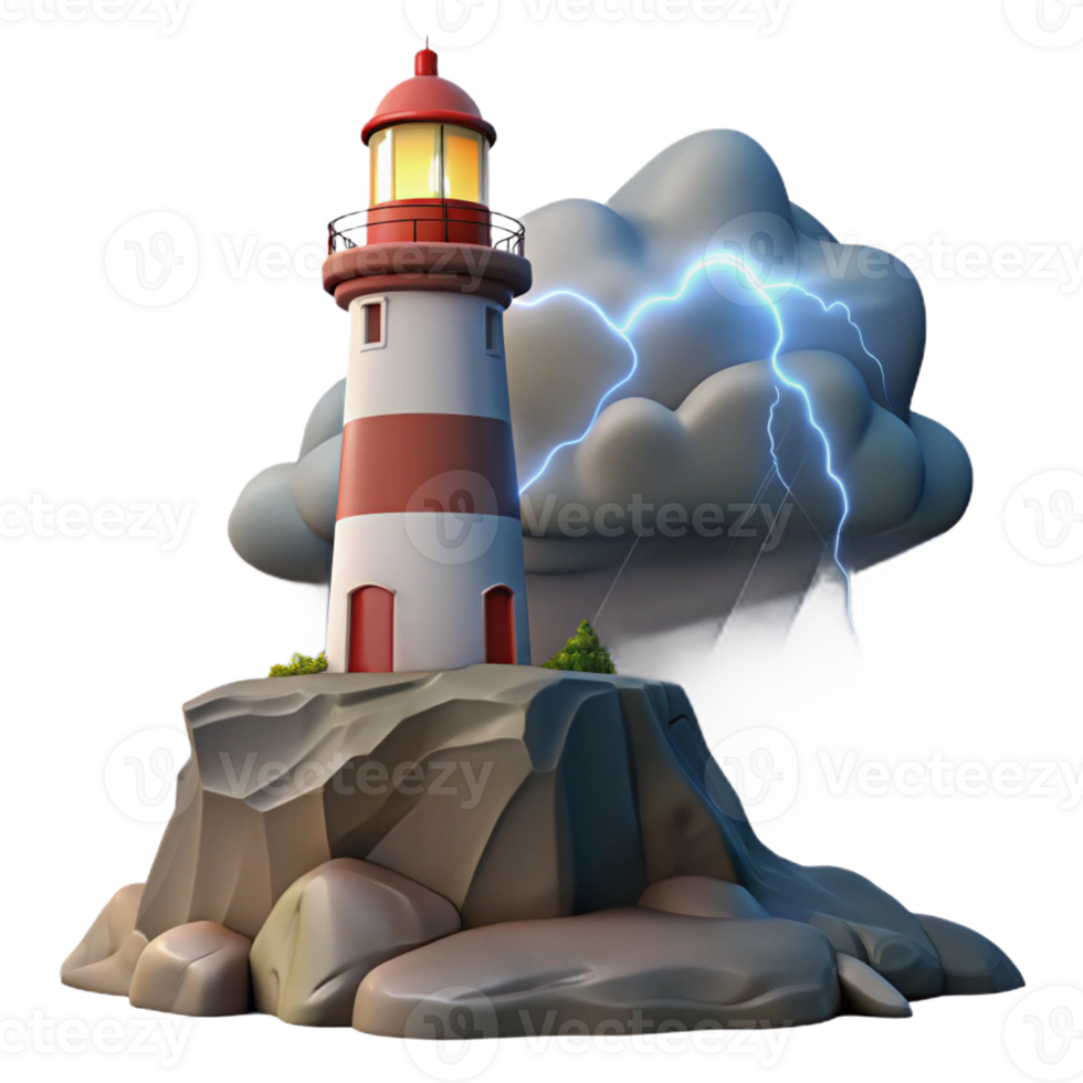 vibrant artistic A Solitary Lighthouse on a Rocky Cliff high quality png