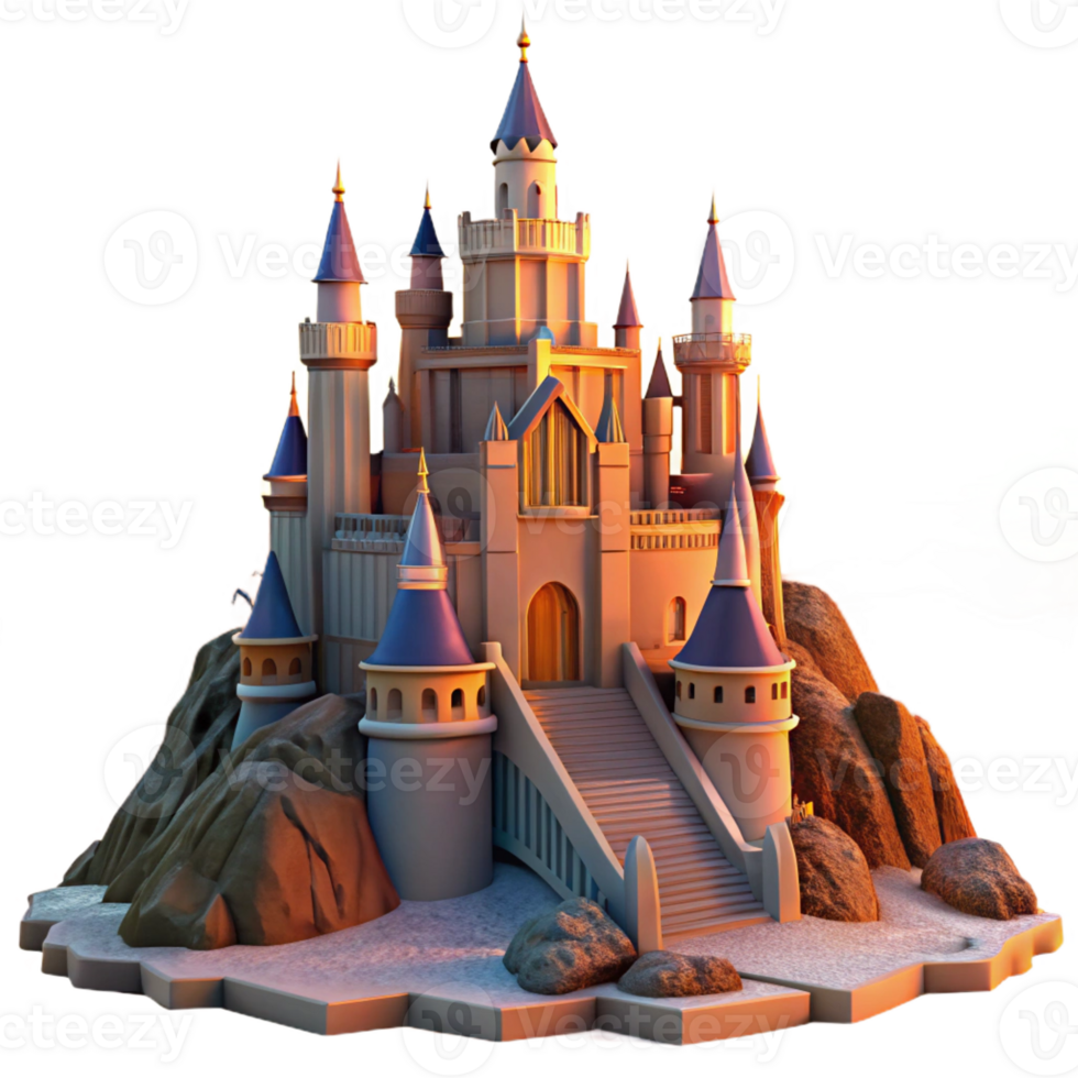 vibrant modern A Majestic Castle on a Hilltop Dramatic genuine png