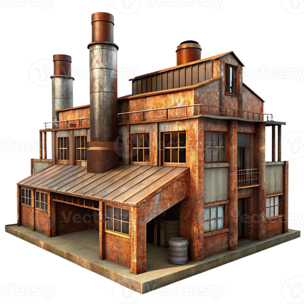 beautiful artistic An Abandoned Industrial Factory Rusty genuine png