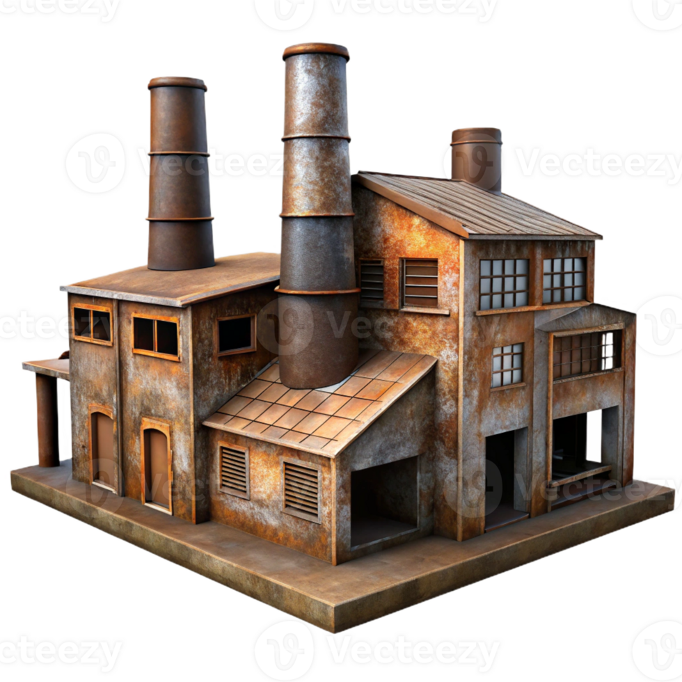 extraordinary vintage An Abandoned Industrial Factory Rusty authentic png