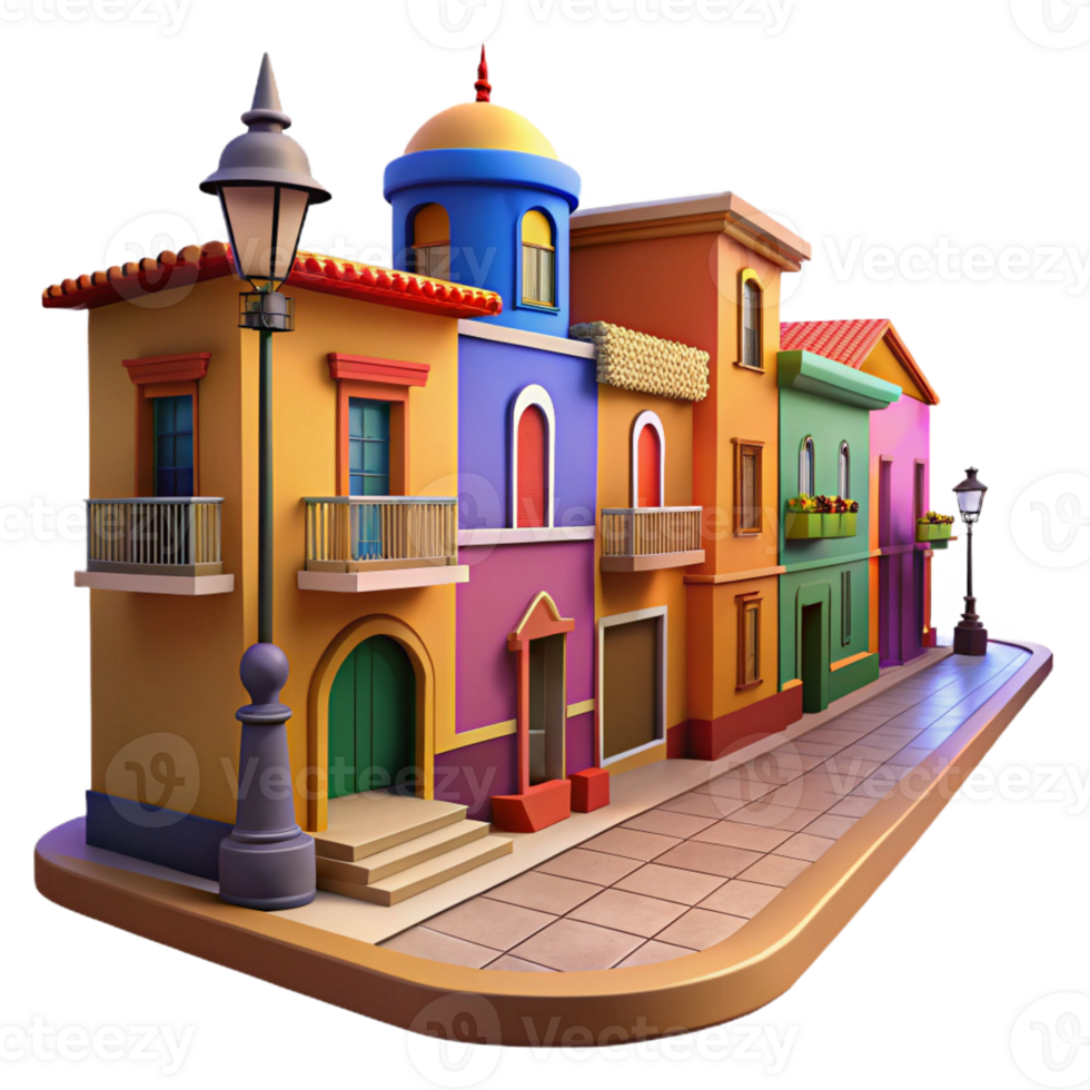 impressive contemporary A Vibrant Street Scene in a Latin high resolution png