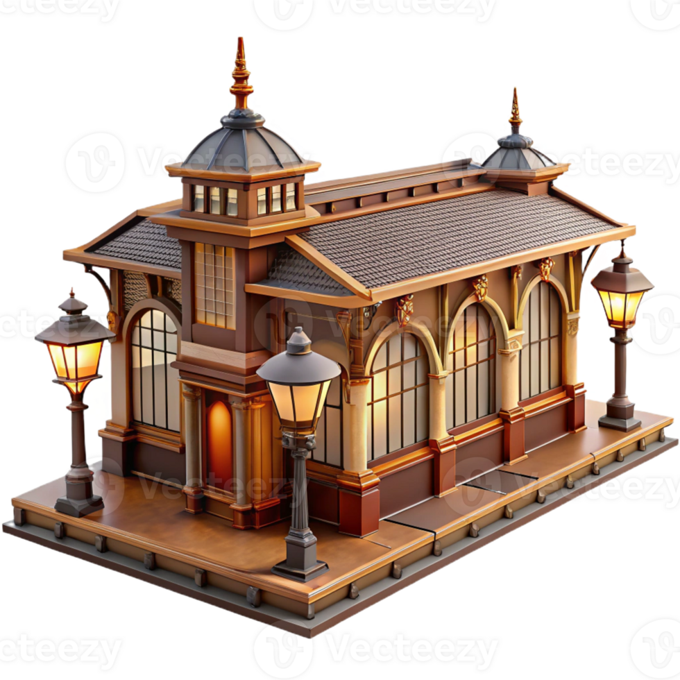 elegant rustic A Bustling Train Station in a Victorian exclusive png