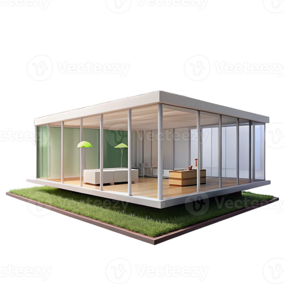 beautiful traditional Modernist Glass House Minimalist detailed png