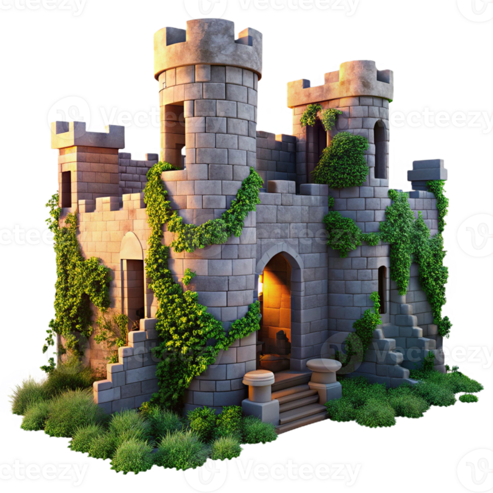 beautiful abstract Medieval Castle Ruins Crumbling Stone detailed png