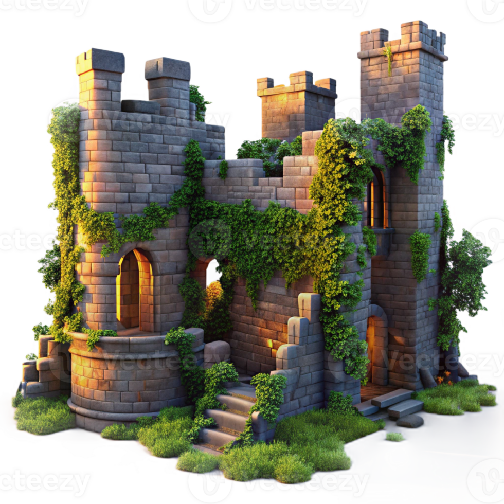impressive artistic Medieval Castle Ruins Crumbling Stone professional png