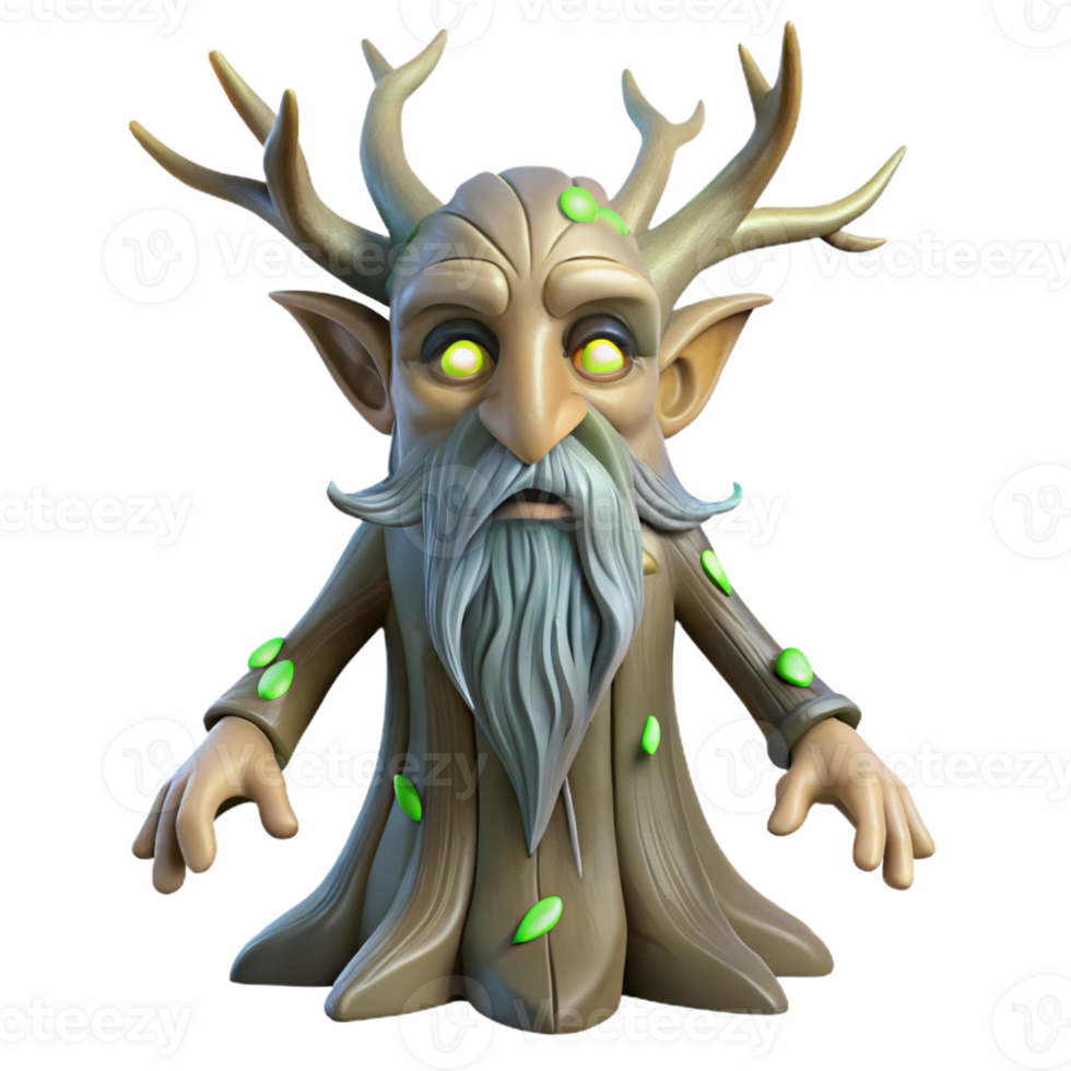 dramatic artistic A Wise Old Tree Spirit with Gnarled premium png