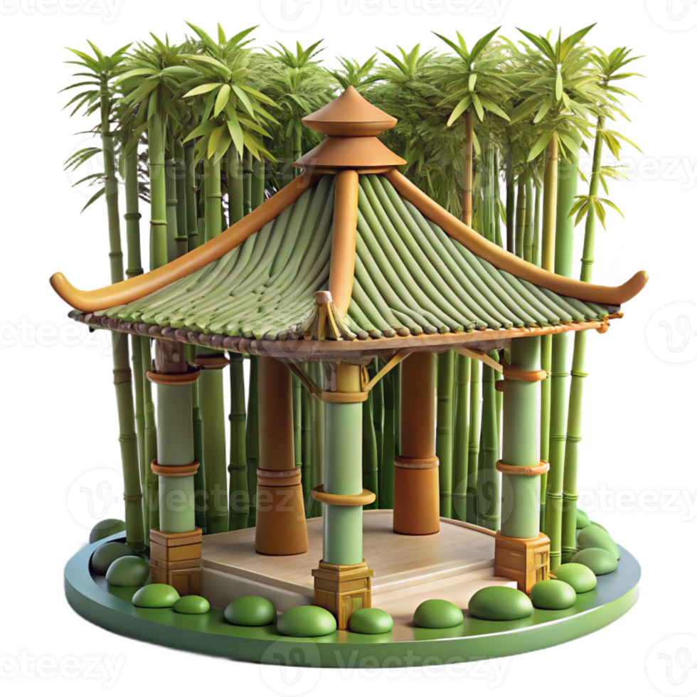 vibrant contemporary Bamboo Forest Temple Intricate Woven detailed png