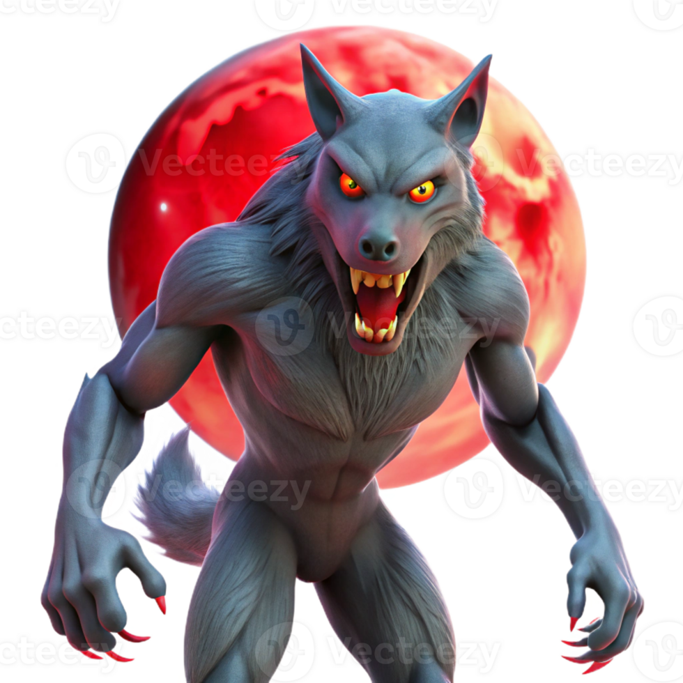 extraordinary classic A Fierce Werewolf with Glowing Red Eyes genuine png