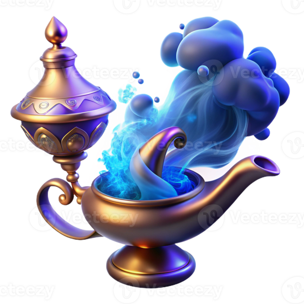 elegant modern A Powerful Djinn Emerging from a Ornate detailed png