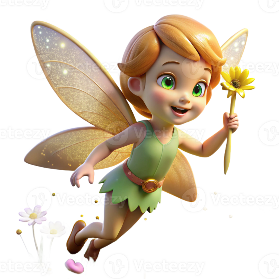 vibrant minimalist A Playful Pixie with Iridescent Wings and premium png