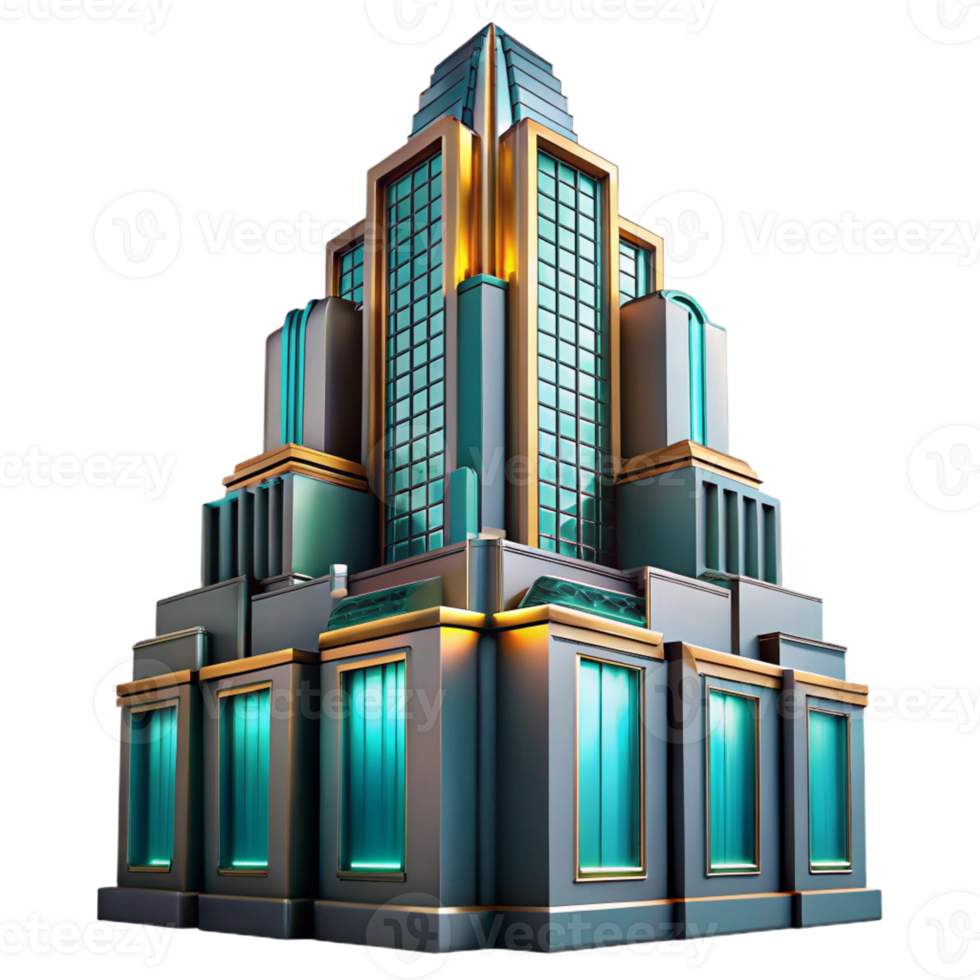 dramatic abstract Art Deco Skyscraper Intricate Geometric genuine png