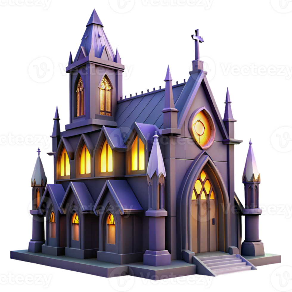 serene abstract Gothic Church with Stained Glass Windows high resolution png