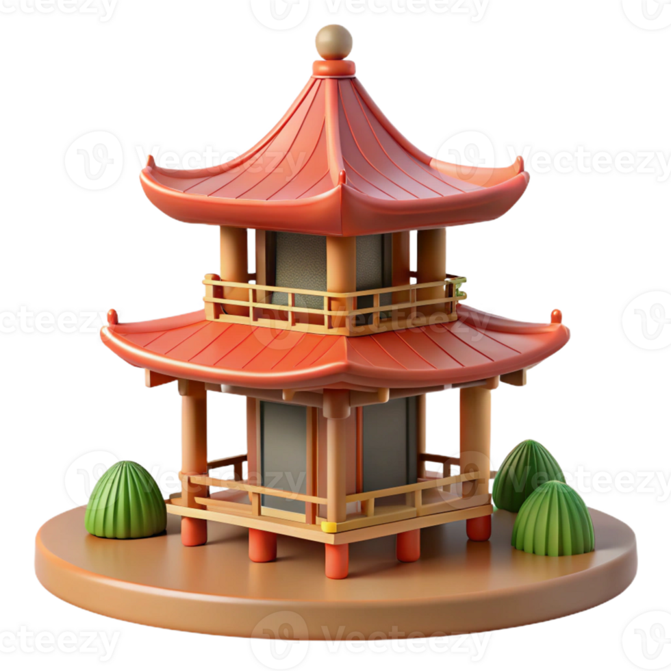 beautiful vintage Traditional Japanese Pagoda Intricate high resolution png